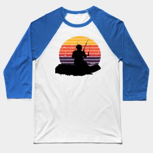 Kitesurfer Surfing The Wave Artistic Silhouette Retro Sunset Baseball T-Shirt